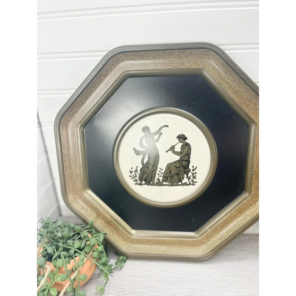 Vintage‎ Pressed Tin Greek Wall Hanging Set - Brass Finish